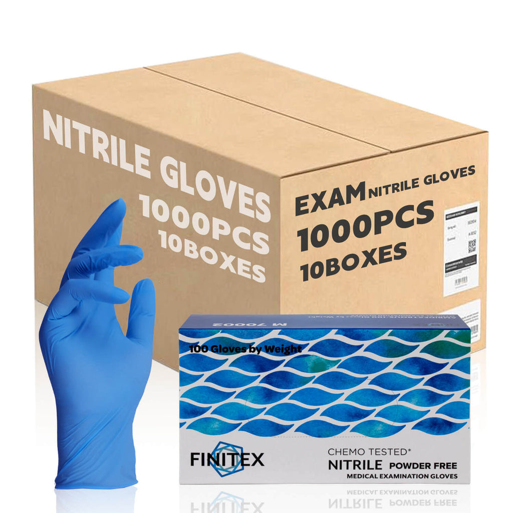 FINITEX 4 Mil blue nitrile gloves, case of 1,000