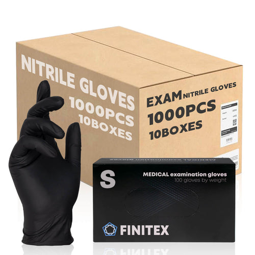 FINITEX 5 Mil black nitrile gloves, case of 1,000